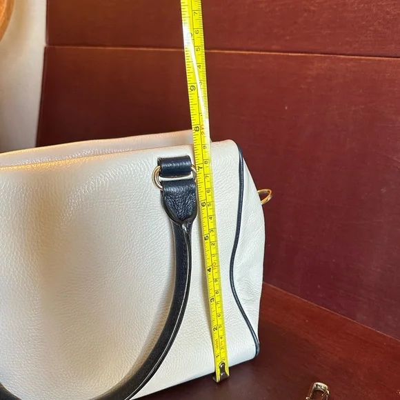 Kate Spade Blue & White Leather Satchel handbag hadlen grant park cement navy - Picture 14 of 16